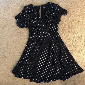 A line express dress navy white polka